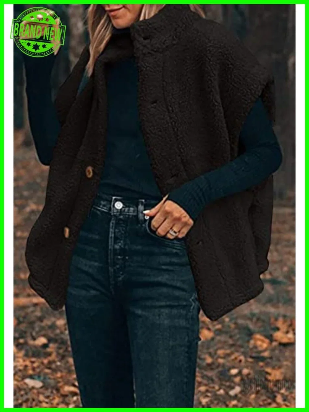 Fuzzy Fleece Oversized Sherpa Vest with Pockets